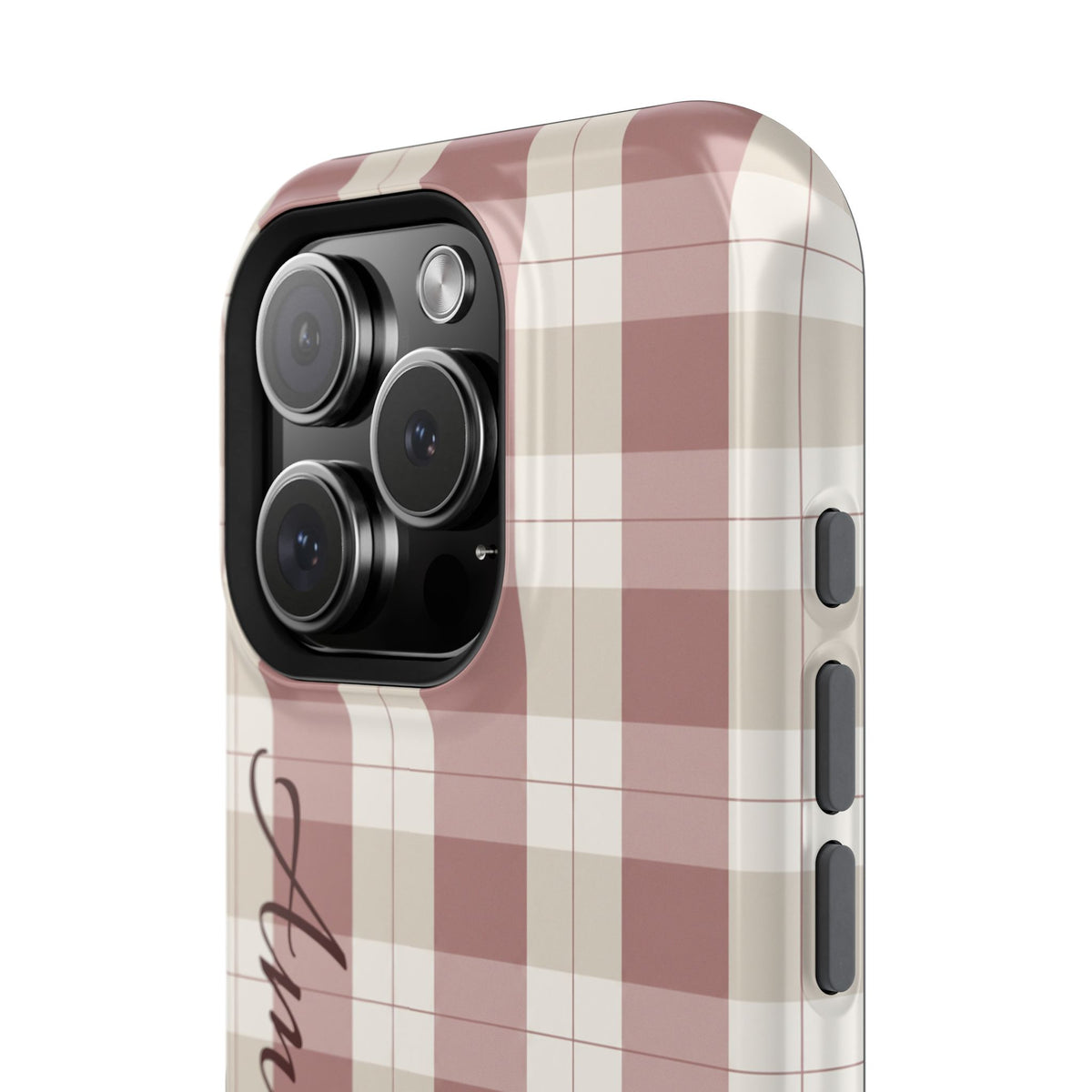 Plaid Personalized Phone Case — Magnetic Impact-Resistant, Name Customizable