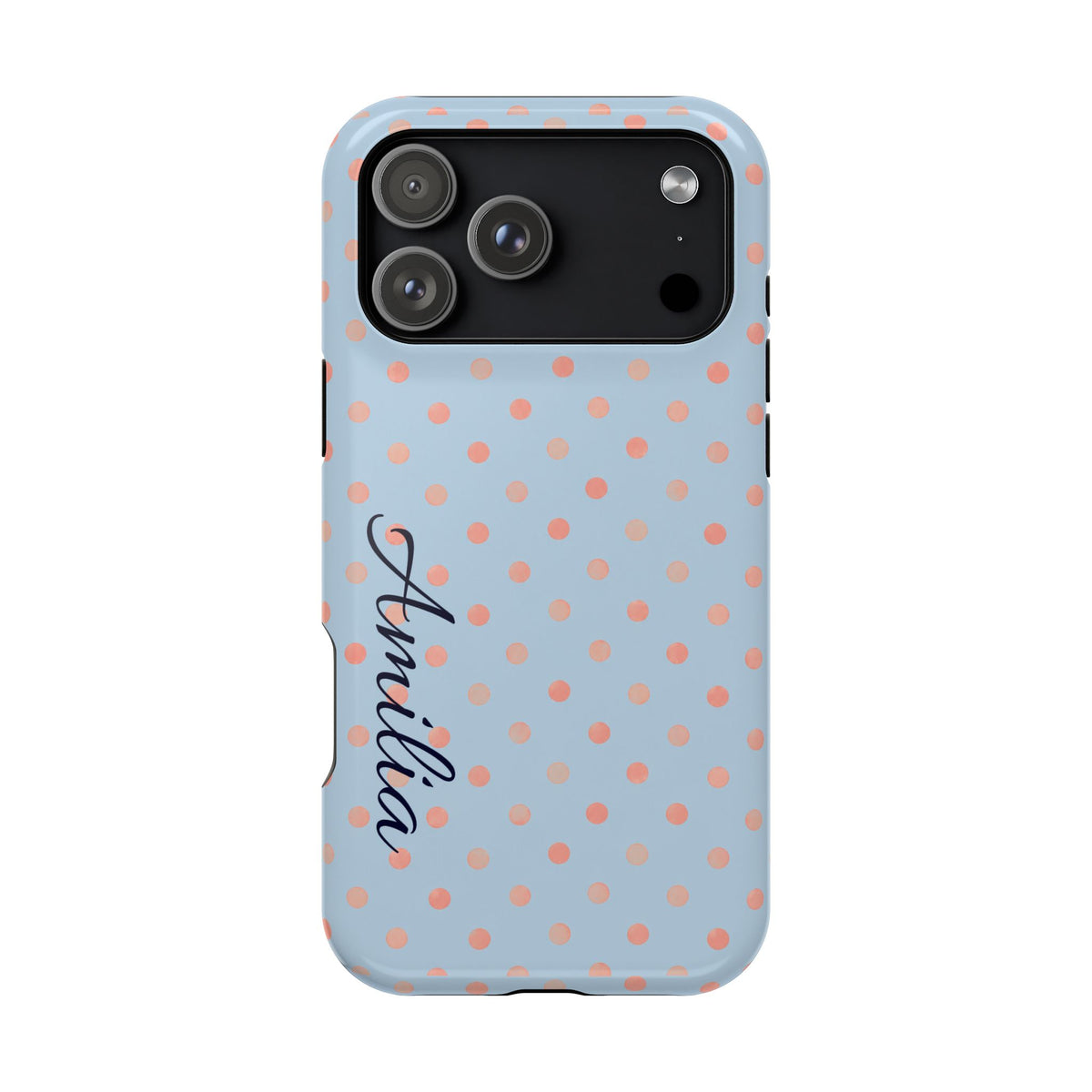 Personalized Polka Dot Magnetic Phone Case — Impact-Resistant iPhone Cover with Name