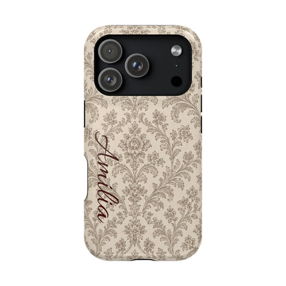 Personalized Vintage Damask Magnetic Phone Case — Custom Name