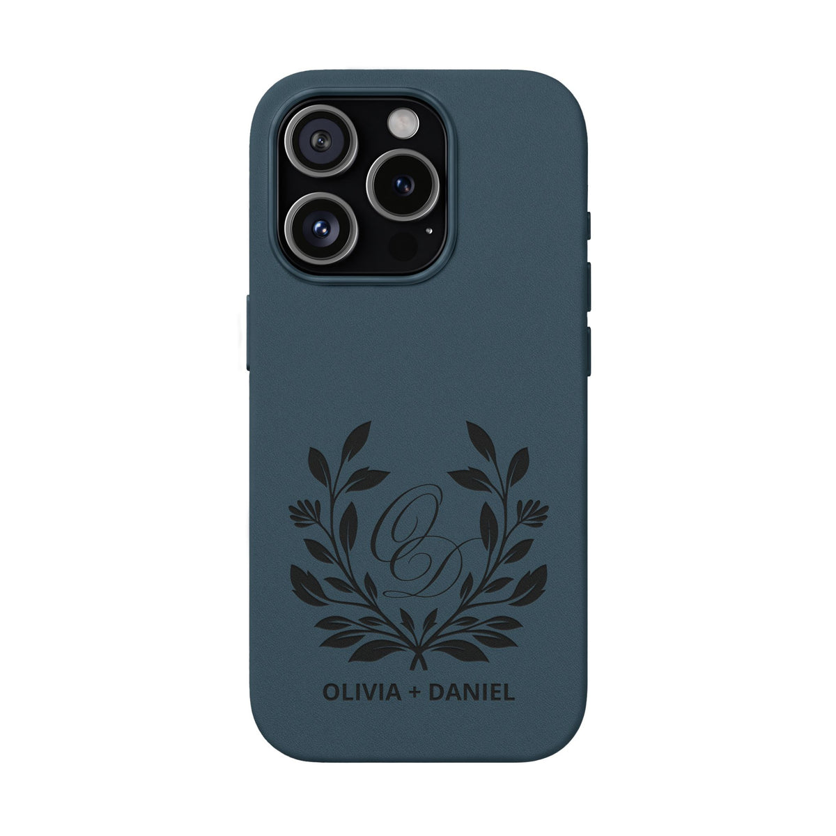 Engraved PU Leather Phone Case — Monogram Design