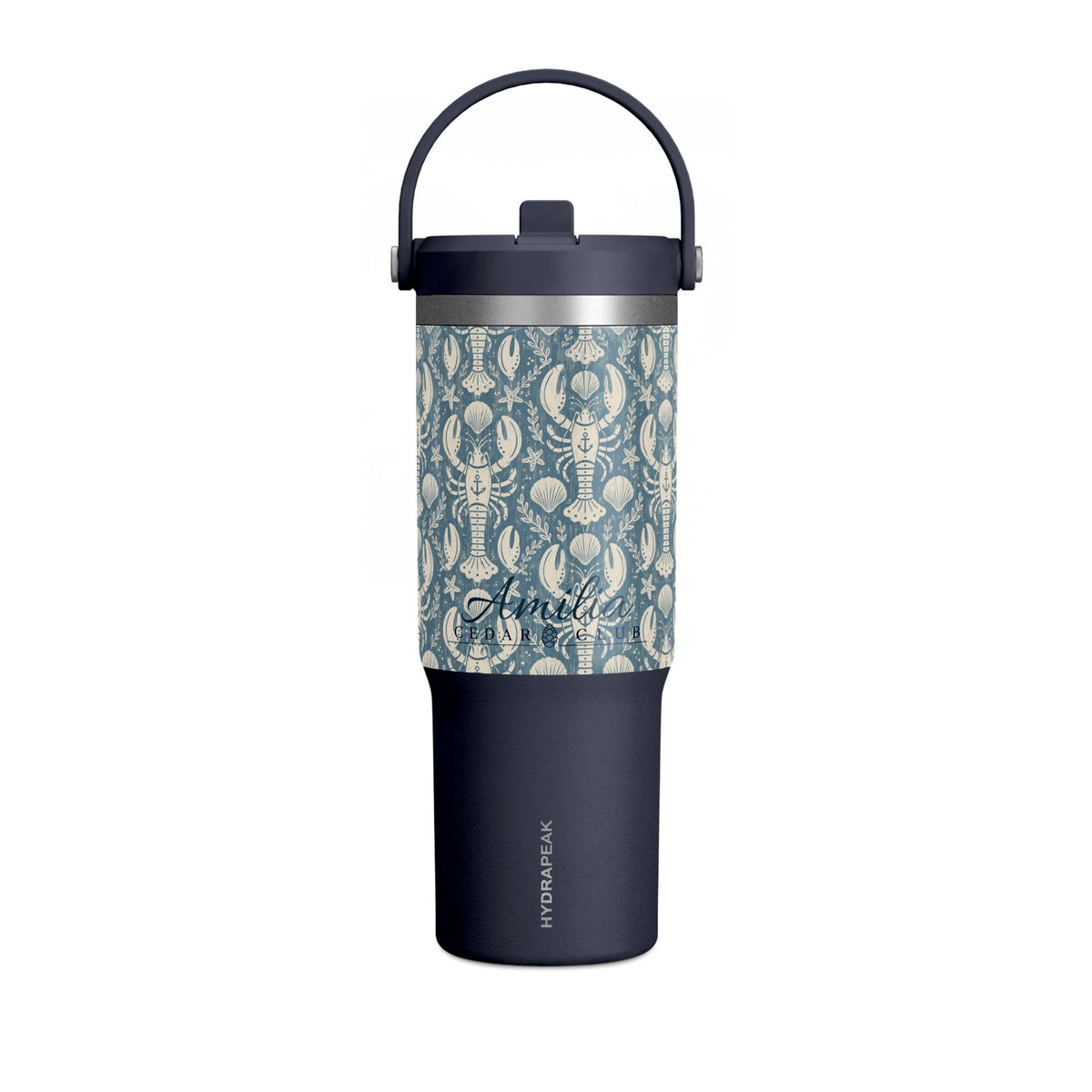 32oz Nomad Tumbler — Blue Nautical Lobster Pattern Insulated Travel Cup