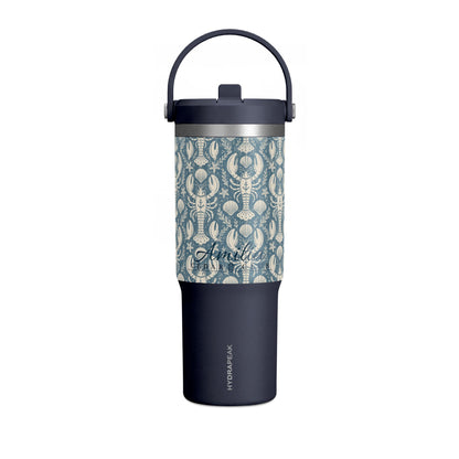 32oz Nomad Tumbler — Blue Nautical Lobster Pattern Insulated Travel Cup