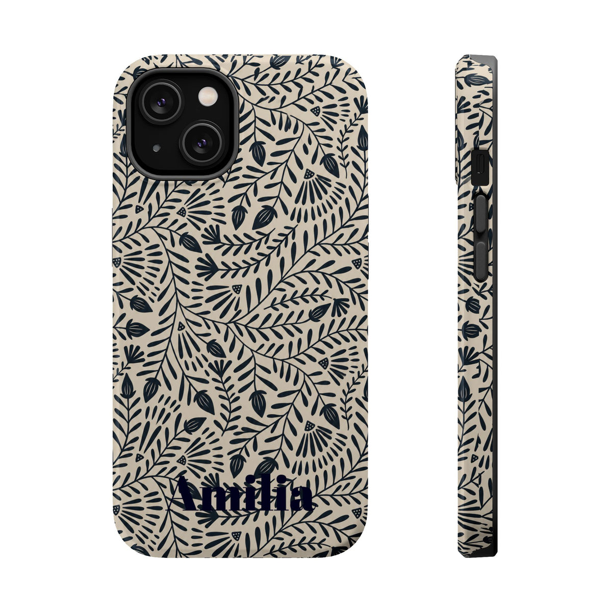Floral Vine Magnetic Impact Phone Case — Personalized Monogram Option