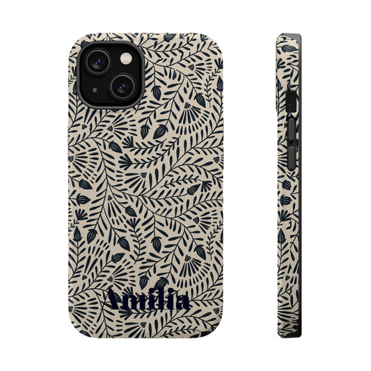Floral Vine Magnetic Impact Phone Case — Personalized Monogram Option