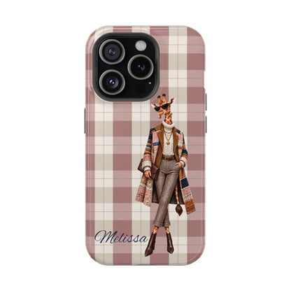 Personalized Giraffe Phone Case — Green Leopard Print Magnetic Impact-Resistant