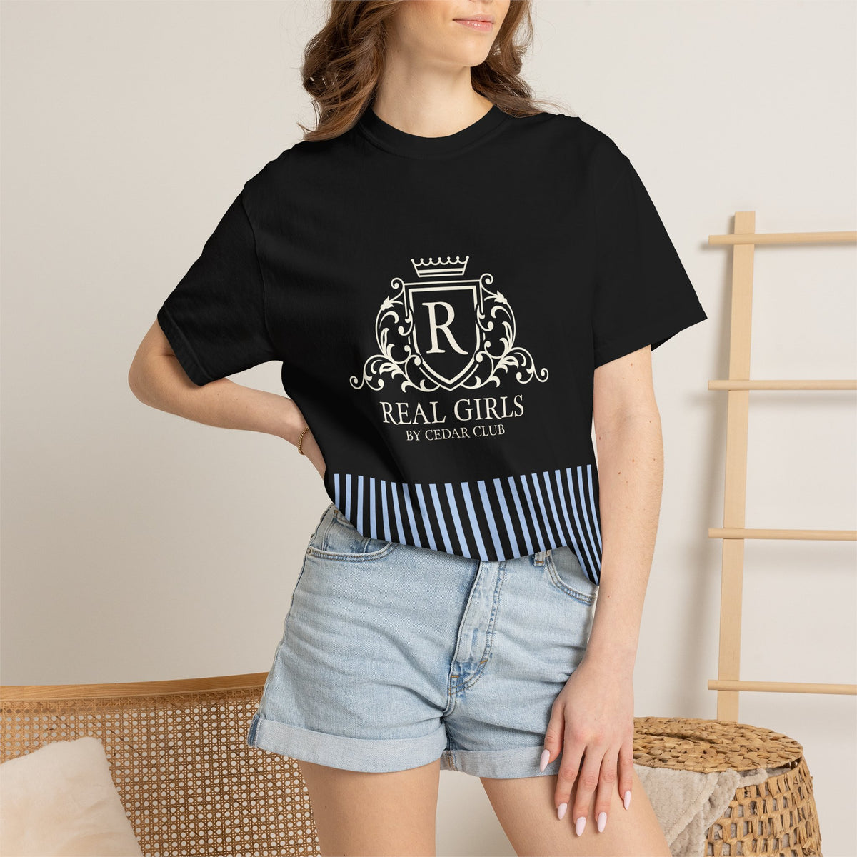 Blue Stripe Crest Graphic T-Shirt