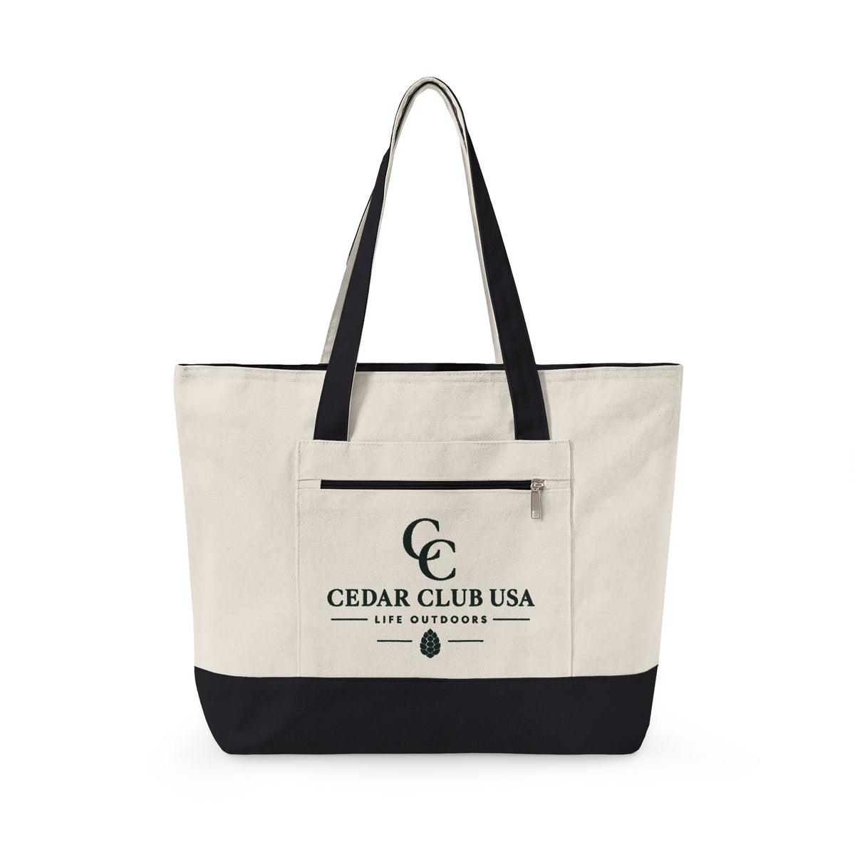 Canvas Tote Bag — Personalized 'Cedar Cubs' / Hiking Sheep Design, Zippered Beach & Market Tote