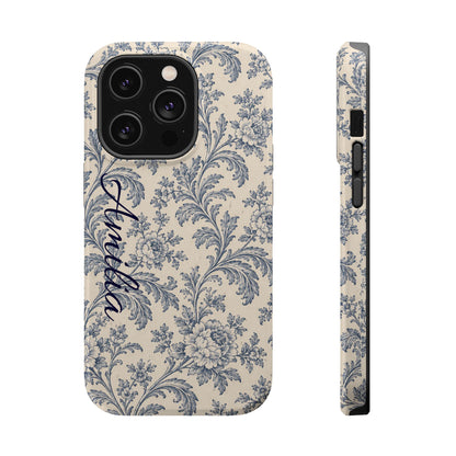 Vintage Floral Magnetic Phone Case — Personalized Name Option