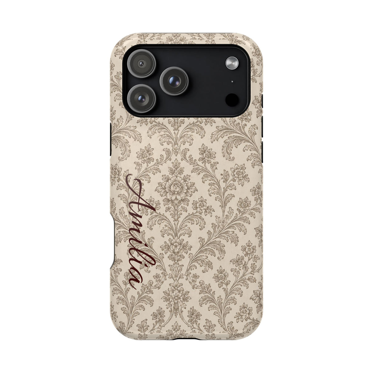 Personalized Vintage Damask Magnetic Phone Case — Custom Name