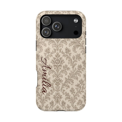 Personalized Vintage Damask Magnetic Phone Case — Custom Name