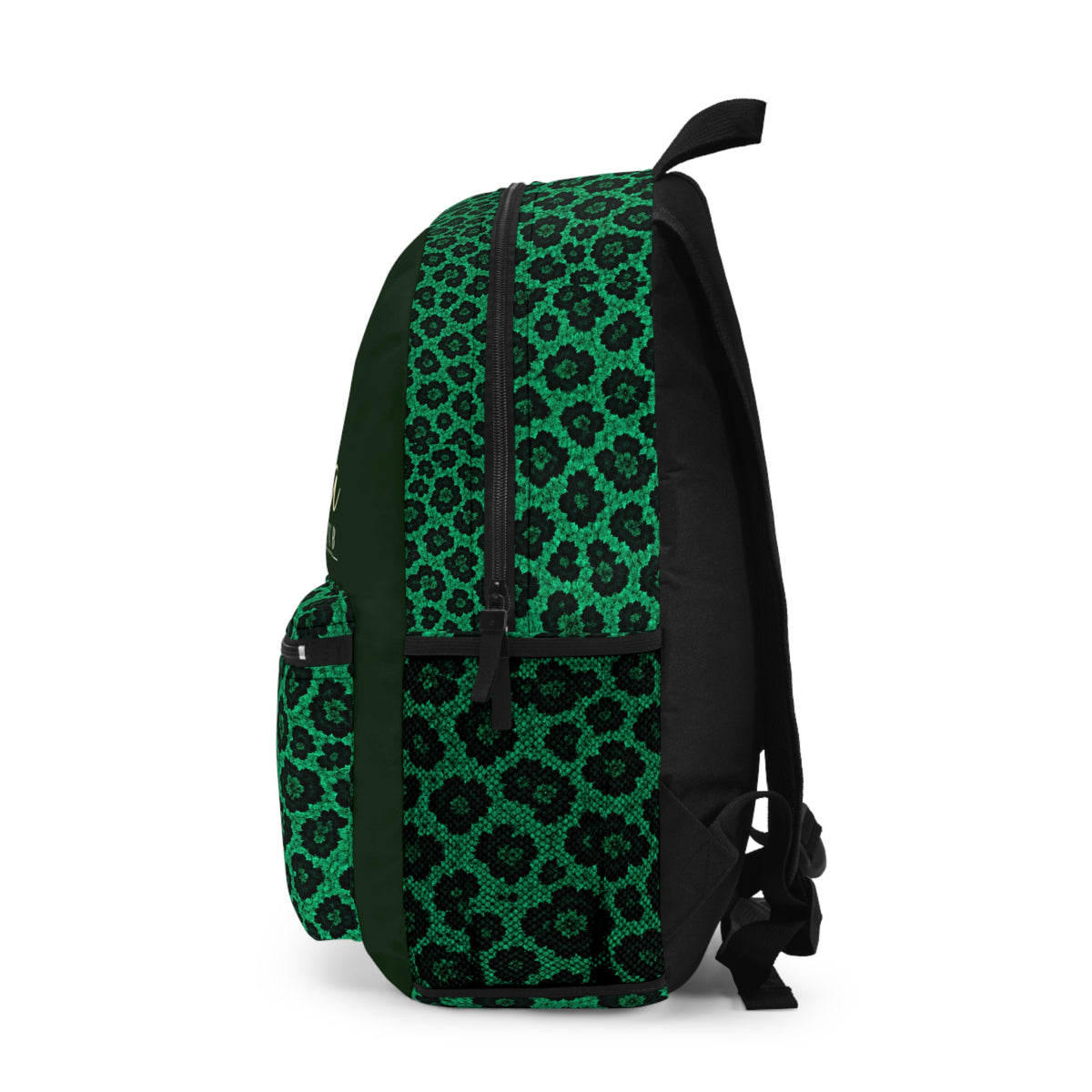 Personalized Green Floral Backpack - Custom Name School & Travel Bag