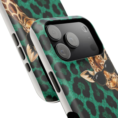Personalized Giraffe Phone Case — Green Leopard Print Magnetic Impact-Resistant
