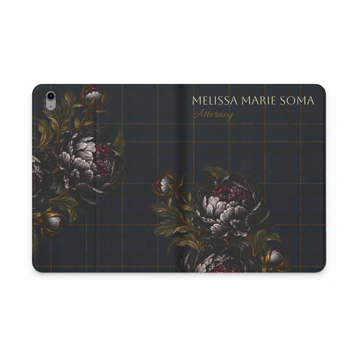 Floral Plaid Tablet Folio Case — Personalized Design