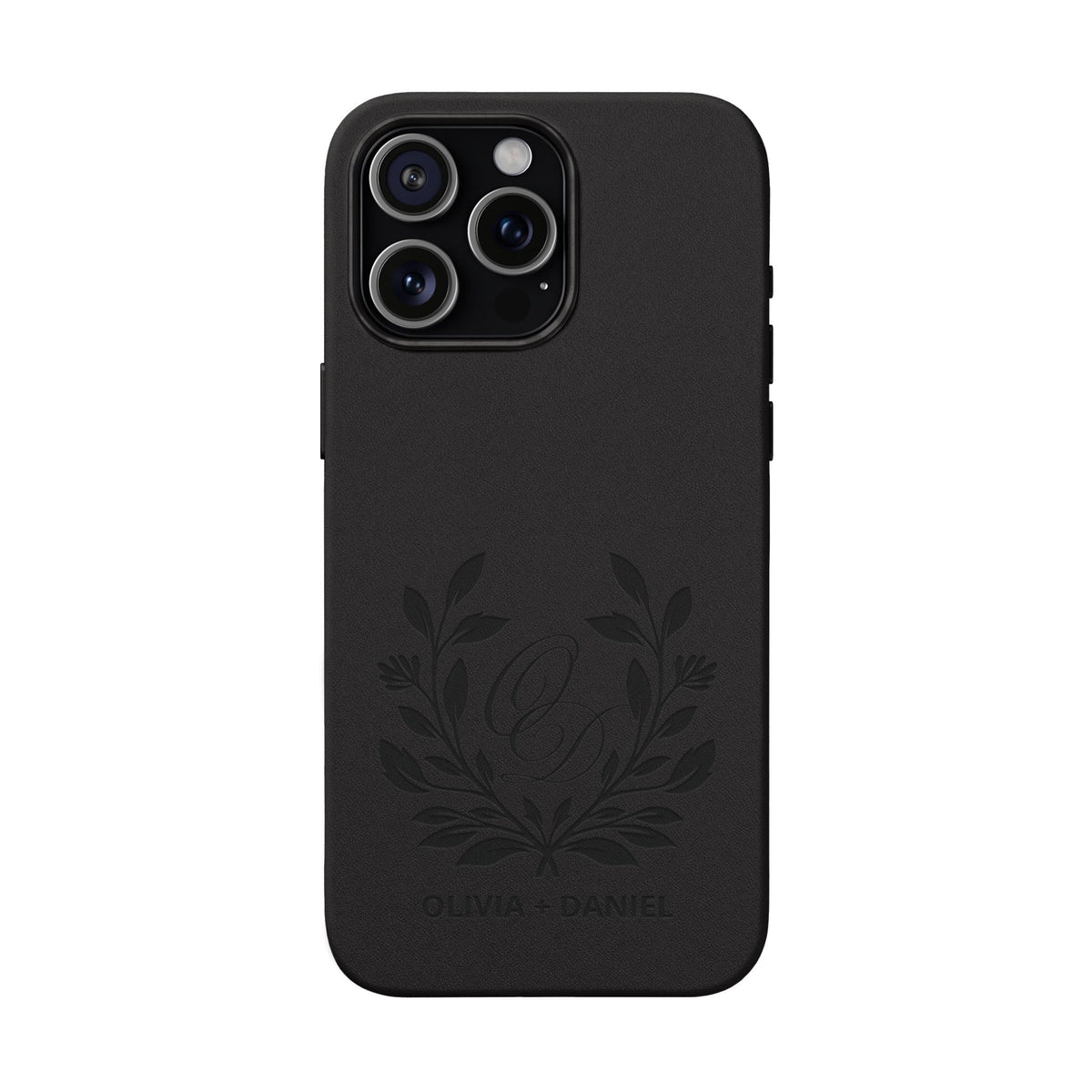 Engraved PU Leather Phone Case — Monogram Design