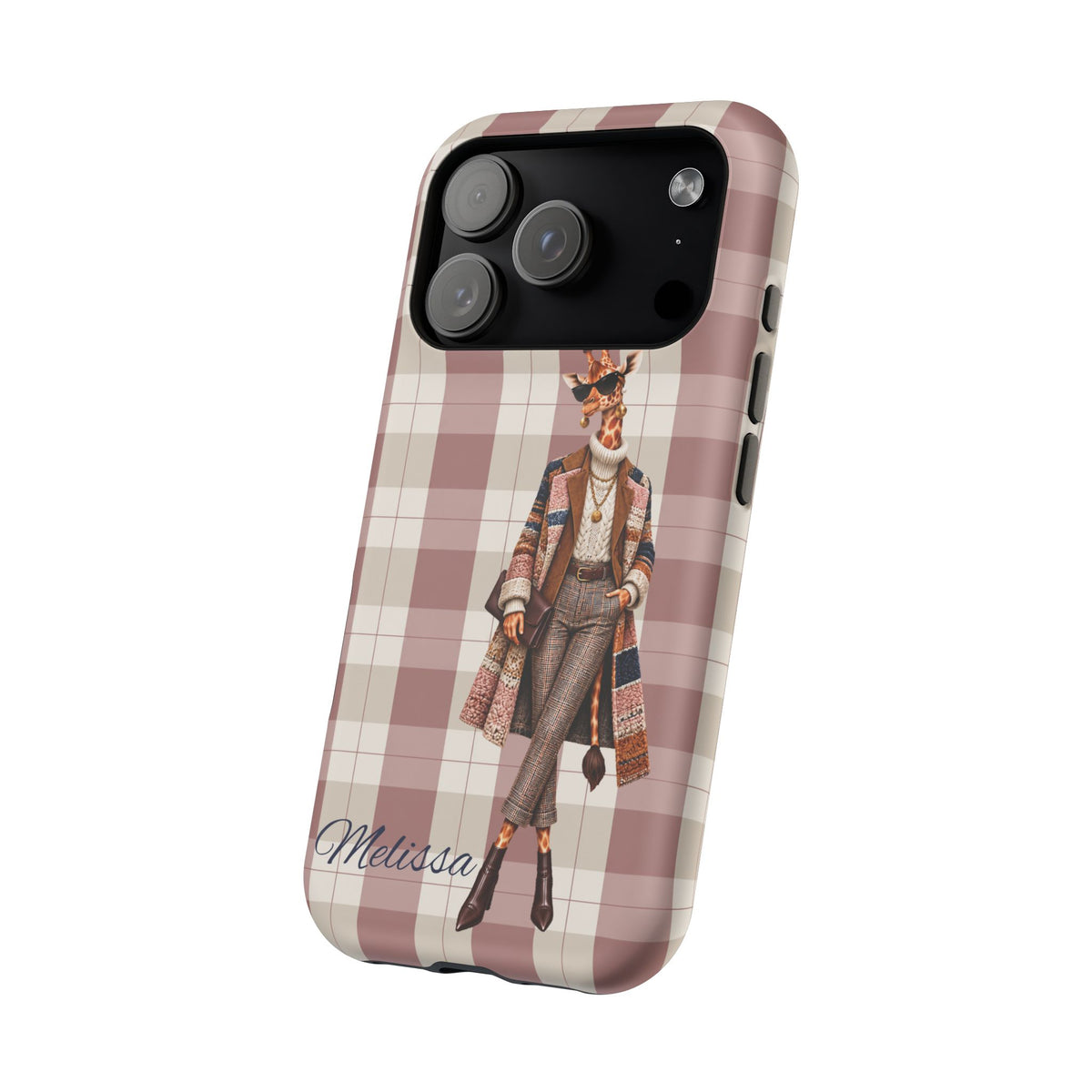 Personalized Giraffe Phone Case — Green Leopard Print Magnetic Impact-Resistant