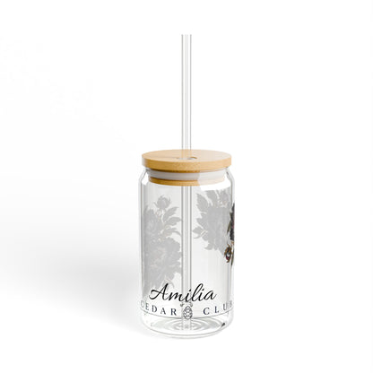 Floral Sipper Glass — 16oz Bamboo Lid Tumbler
