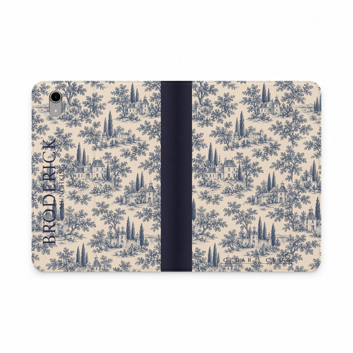 Personalized Toile Tablet Folio Case — Custom Name Monogram