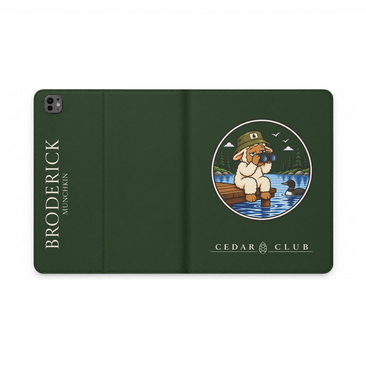 Personalized Tablet Folio Case — Cedar Cubs Bird Watching Sheep