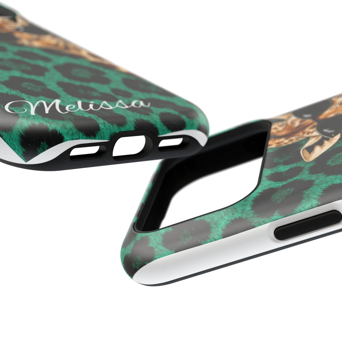Personalized Giraffe Phone Case — Green Leopard Print Magnetic Impact-Resistant