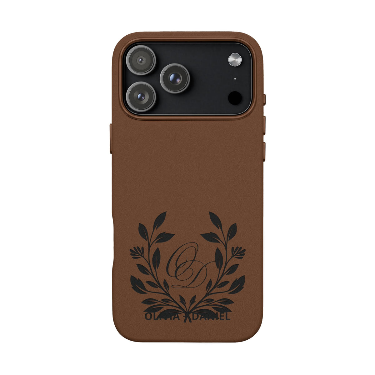 Engraved PU Leather Phone Case — Monogram Design