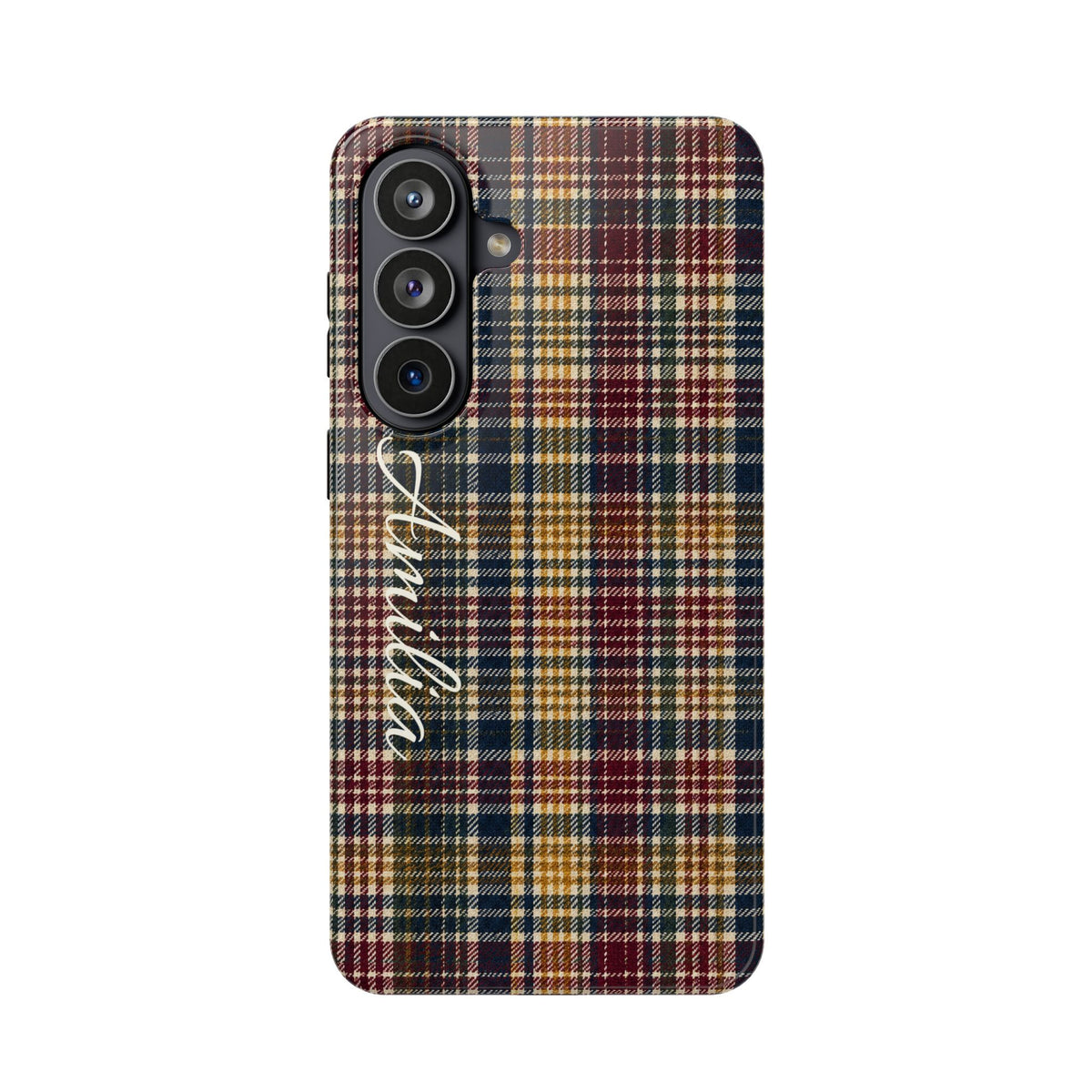 Plaid Magnetic Impact Phone Case — Personalized Script Name