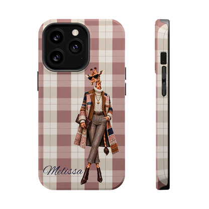 Personalized Giraffe Phone Case — Green Leopard Print Magnetic Impact-Resistant