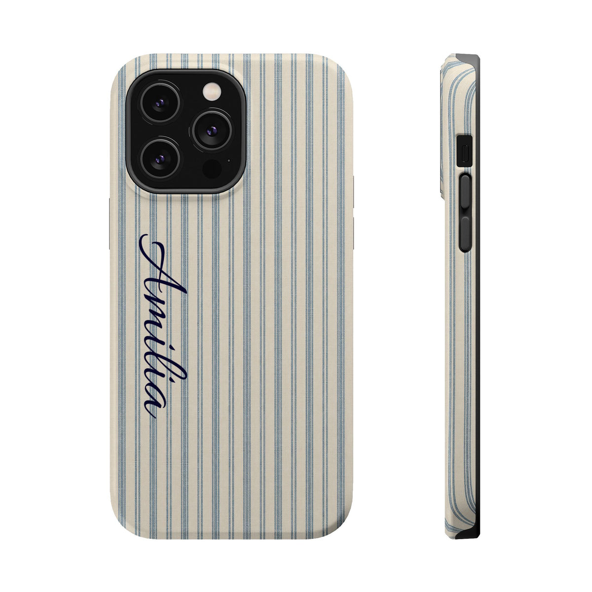 Personalized Striped Magnetic Impact-Resistant Phone Case — Custom Name