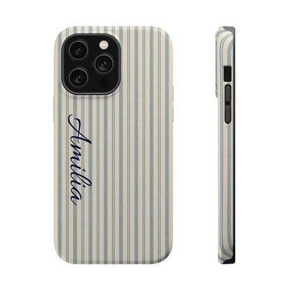 Personalized Striped Magnetic Impact-Resistant Phone Case — Custom Name