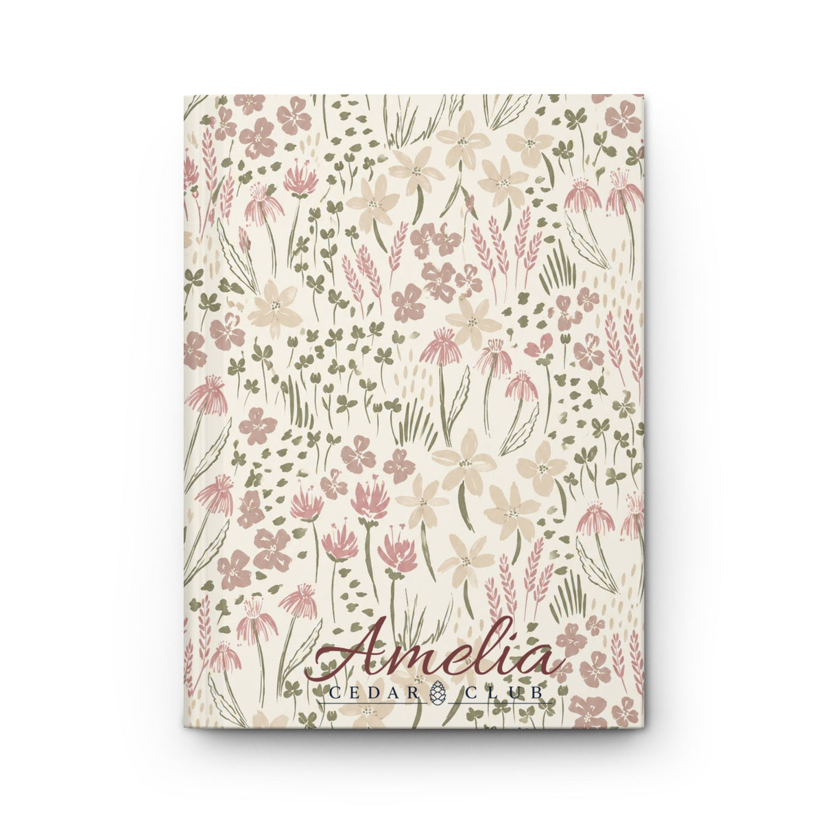 Floral Hardcover Journal — Personalized 'Amelia' Matte Notebook, Pastel Wildflower Journal