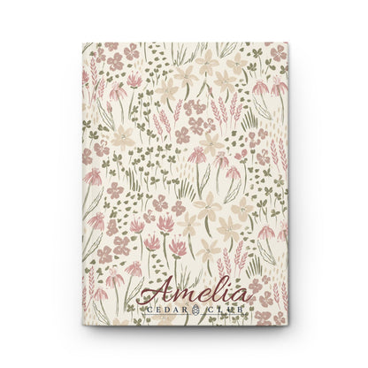 Floral Hardcover Journal — Personalized 'Amelia' Matte Notebook, Pastel Wildflower Journal
