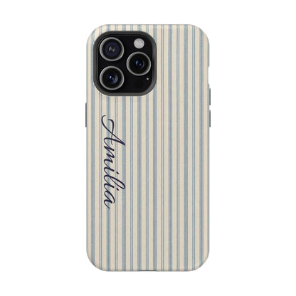 Personalized Striped Magnetic Impact-Resistant Phone Case — Custom Name