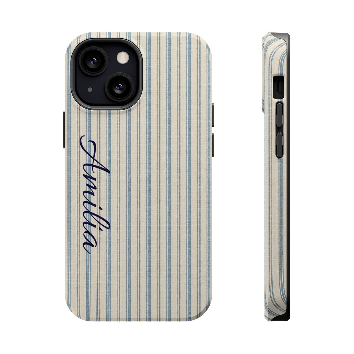 Personalized Striped Magnetic Impact-Resistant Phone Case — Custom Name