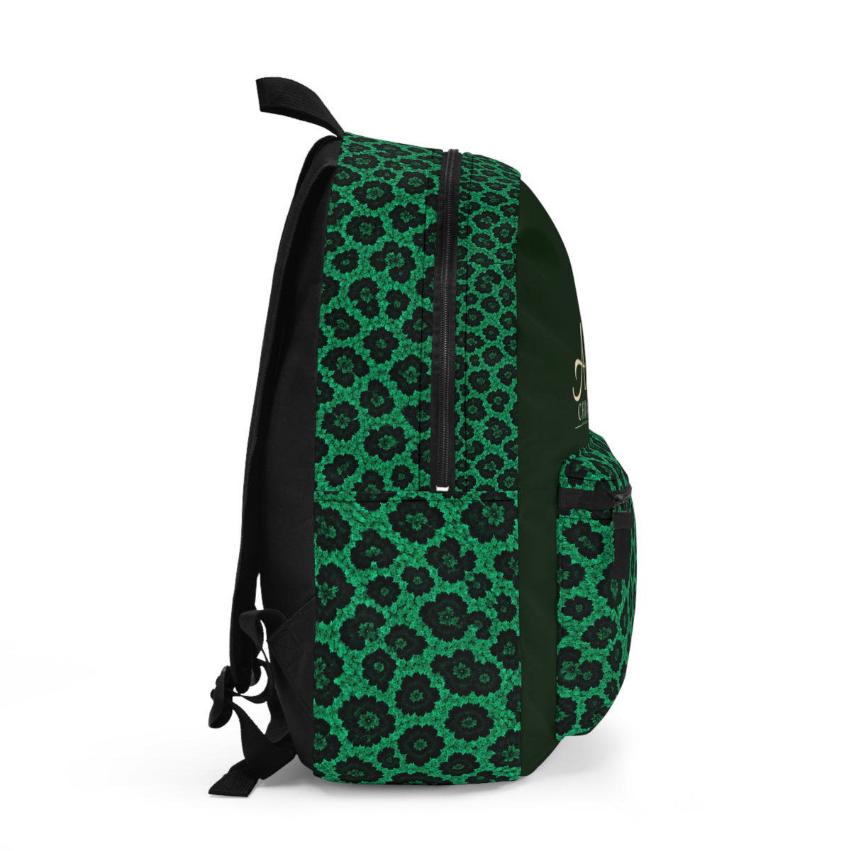 Personalized Green Floral Backpack - Custom Name School & Travel Bag