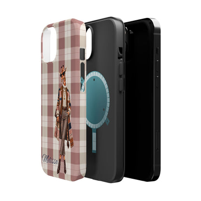 Personalized Giraffe Phone Case — Green Leopard Print Magnetic Impact-Resistant