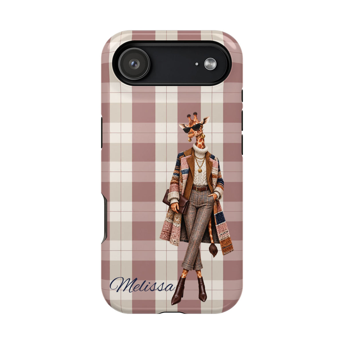 Personalized Giraffe Phone Case — Green Leopard Print Magnetic Impact-Resistant