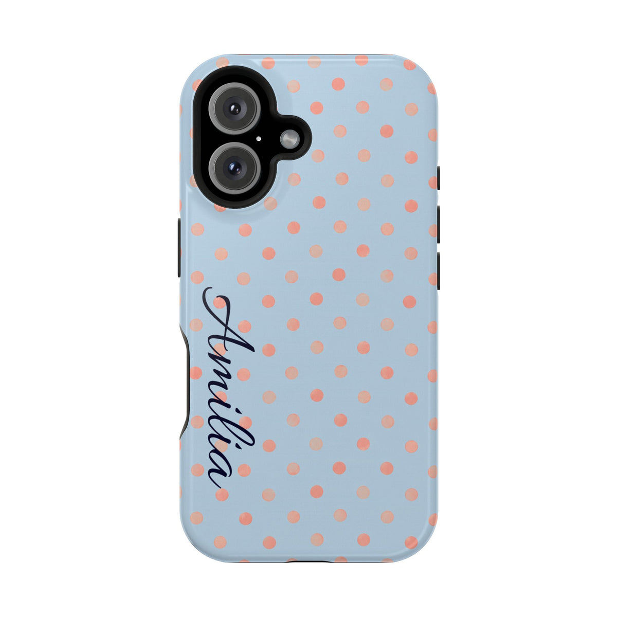 Personalized Polka Dot Magnetic Phone Case — Impact-Resistant iPhone Cover with Name