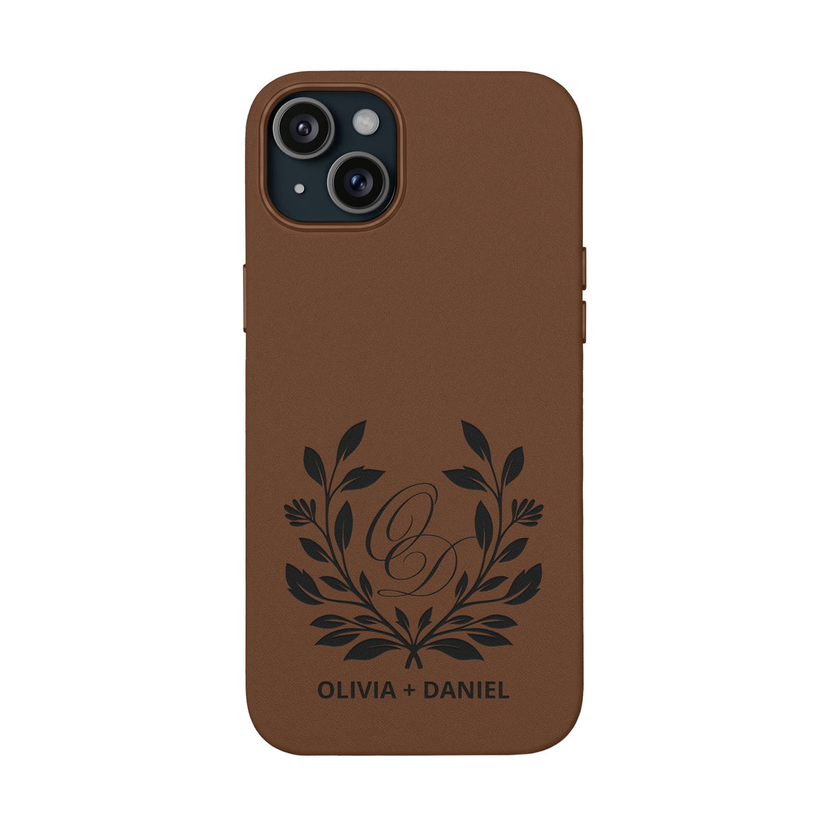 Engraved PU Leather Phone Case — Monogram Design