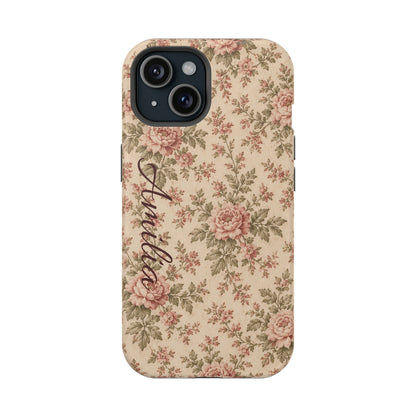Floral Vintage Rose Magnetic Phone Case — Personalized Option