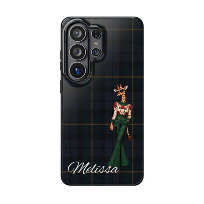 Personalized Giraffe Phone Case — Green Leopard Print Magnetic Impact-Resistant