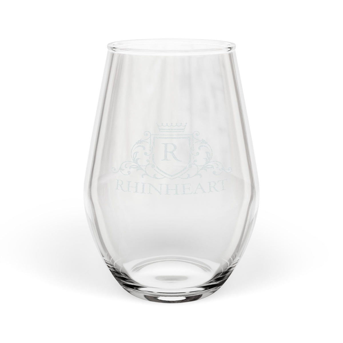 Engraved Monogram Crest Stemless Wine Glass — 11.5 oz Personalized Gift