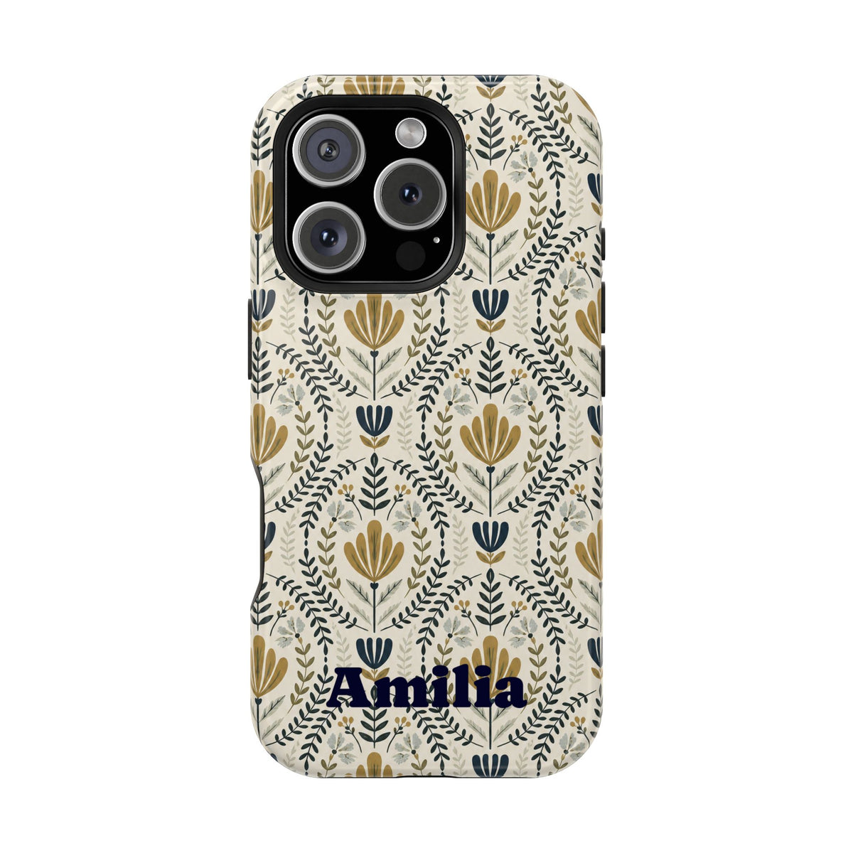 Personalized Floral Magnetic Phone Case — Impact-Resistant Protective Cover (Name Option)