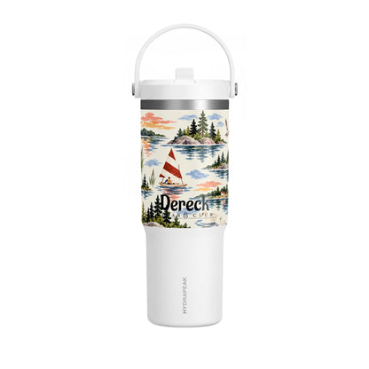 32oz Travel Tumbler — Lakeside Camping & Sailing Watercolor Design