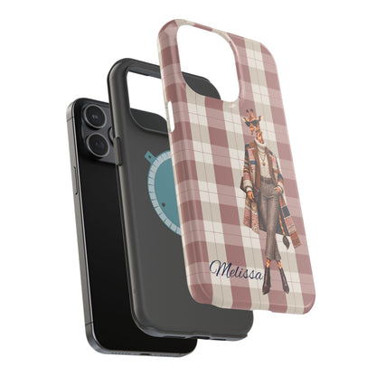 Personalized Giraffe Phone Case — Green Leopard Print Magnetic Impact-Resistant
