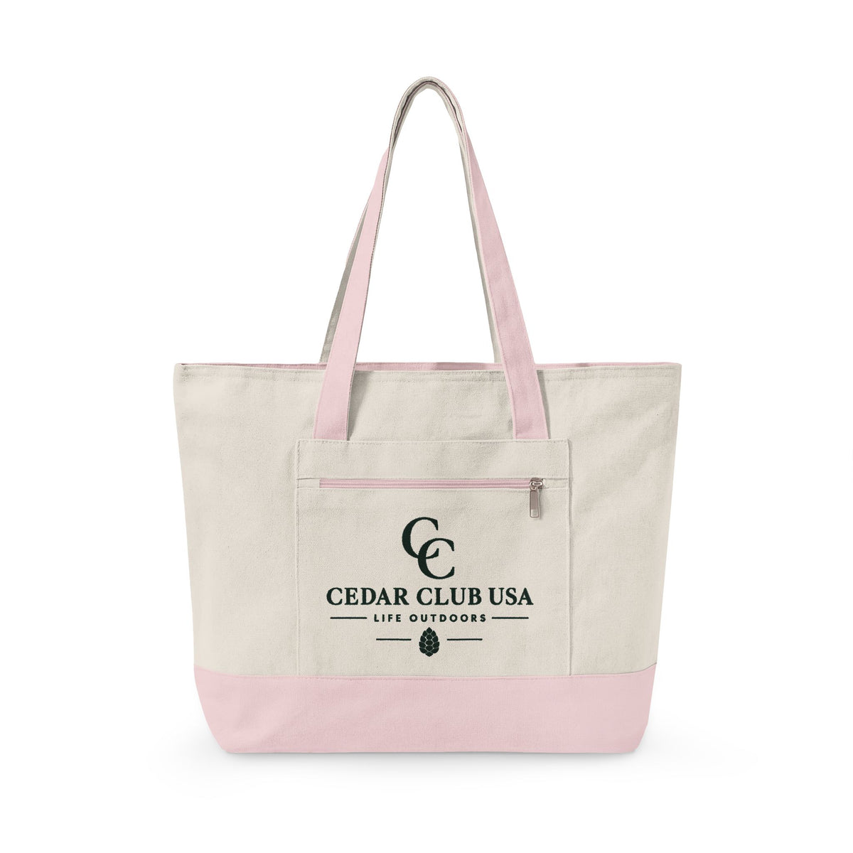 Canvas Tote Bag — Personalized 'Cedar Cubs' / Hiking Sheep Design, Zippered Beach & Market Tote