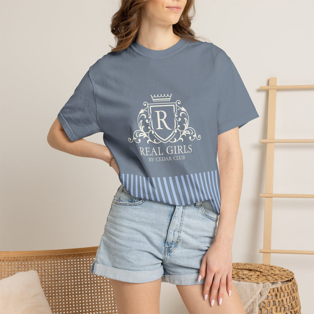 Blue Stripe Crest Graphic T-Shirt