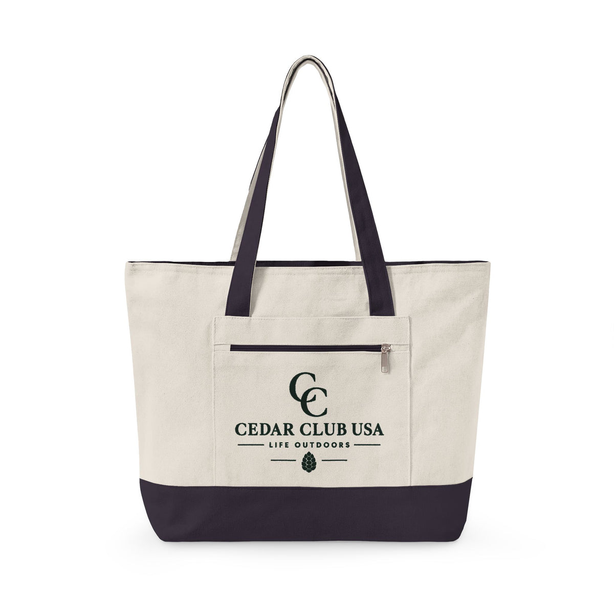 Canvas Tote Bag — Personalized 'Cedar Cubs' / Hiking Sheep Design, Zippered Beach & Market Tote