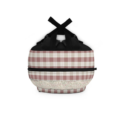 Personalized Floral Plaid Backpack — '