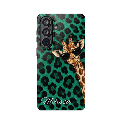 Personalized Giraffe Phone Case — Green Leopard Print Magnetic Impact-Resistant