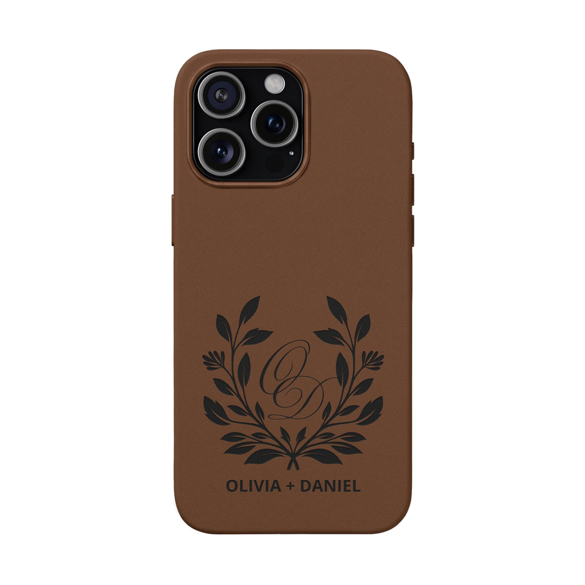 Engraved PU Leather Phone Case — Monogram Design