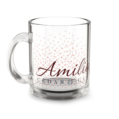 Personalized 10oz Glass Mug — Rose Gold Confetti